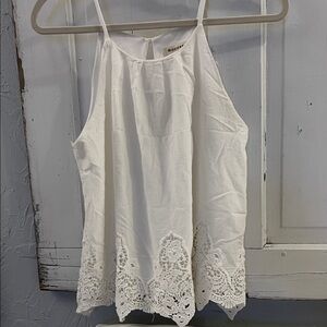 Elegant White Camisole with Lace Hem